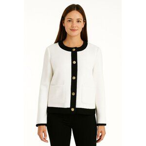 NWT J.Crew White & Black Trim Tweed Lady Jacket Size 16